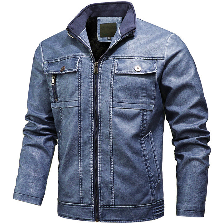 Men's Outdoor Fashion Windproof Warm Leather Jacket